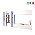 Wandmeubel set wit hangend tv-meubel boekenkast 2 vitrines Kary WH Verkoop