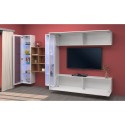 Wandmeubel set wit hangend tv-meubel boekenkast 2 vitrines Kary WH Catalogus