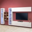 Wandmeubel set wit hangend tv-meubel boekenkast 2 vitrines Kary WH Aanbieding