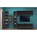 Zwevende wandmeubel TV-kast met 2 vitrinekasten en boekenkast hout Kary RT Catalogus