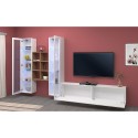 Wandmeubel TV wit zwevend met 2 vitrines boekenkast Yves WH Voorraad