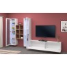 Wandmeubel TV wit zwevend met 2 vitrines boekenkast Yves WH Voorraad