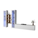 Wandmeubel TV wit zwevend met 2 vitrines boekenkast Yves WH Aanbod