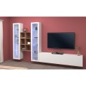 Wandmeubel TV wit zwevend met 2 vitrines boekenkast Yves WH Catalogus
