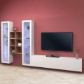 Wandmeubel TV wit zwevend met 2 vitrines boekenkast Yves WH Aanbieding