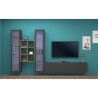 Moderne zwevende wandmeubel TV-kast boekenplank hout met 2 vitrinekasten Yves RT Korting