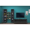 Moderne zwevende wandmeubel TV-kast boekenplank hout met 2 vitrinekasten Yves RT Kortingen