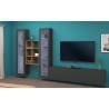 Moderne zwevende wandmeubel TV-kast boekenplank hout met 2 vitrinekasten Yves RT Catalogus