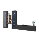 Moderne zwevende wandmeubel TV-kast boekenplank hout met 2 vitrinekasten Yves RT Aanbod