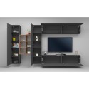 Grijze zwevende wandkast met tv-meubel, boekenkast en 2 kasten Sid RT Korting