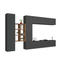 Grijze zwevende wandkast met tv-meubel, boekenkast en 2 kasten Sid RT Aanbod