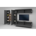 Grijze zwevende wandkast met tv-meubel, boekenkast en 2 kasten Sid RT Catalogus