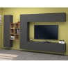 Grijze zwevende wandkast met tv-meubel, boekenkast en 2 kasten Sid RT Voorraad
