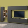 Grijze zwevende wandkast met tv-meubel, boekenkast en 2 kasten Sid RT Aanbieding