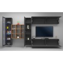 Moderne zwevende tv-wand met vitrine en boekenkast Femir RT Korting