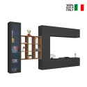 Moderne zwevende tv-wand met vitrine en boekenkast Femir RT Verkoop