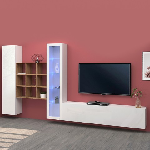 Wit TV-meubel wandkast boekenkast Ranil WH Aanbieding
