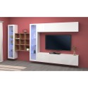 Wandmeubel TV hangend wit met 2 vitrinekasten en 9 boekenplanken Eron WH Korting