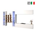 Wandmeubel TV hangend wit met 2 vitrinekasten en 9 boekenplanken Eron WH Verkoop