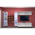 Wandmeubel TV hangend wit met 2 vitrinekasten en 9 boekenplanken Eron WH Kortingen