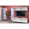 Wandmeubel TV hangend wit met 2 vitrinekasten en 9 boekenplanken Eron WH Catalogus