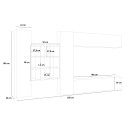 Wandmeubel TV hangend wit met 2 vitrinekasten en 9 boekenplanken Eron WH Keuze