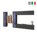 Moderne wandmeubel TV Meubel zwevend met boekenkast en 2 vitrines Eron RT Verkoop