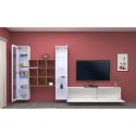 Witte wandmeubel TV kast boekenkast hout 2 vitrines Onir WH Catalogus