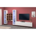 Witte wandmeubel TV kast boekenkast hout 2 vitrines Onir WH Korting
