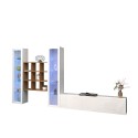 Witte wandmeubel TV kast boekenkast hout 2 vitrines Onir WH Aanbod