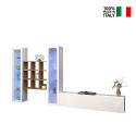 Witte wandmeubel TV kast boekenkast hout 2 vitrines Onir WH Verkoop