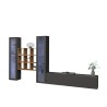 TV-wandmeubel voor woonkamer, grijs hout met 2 vitrinekasten en boekenplanken Onir RT Aanbod