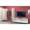 Zwevende witte TV-meubelwand met 2 kasten boekenplank Talka WH Korting