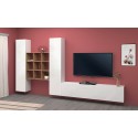 Zwevende witte TV-meubelwand met 2 kasten boekenplank Talka WH Catalogus