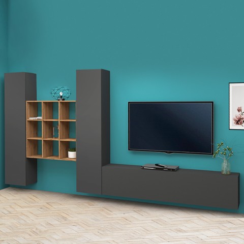 Moderne zwevende wandmeubel TV kast boekenkast 2 kasten Talka RT Aanbieding