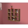 Moderne wandkast met 9 planken hout 90x90x25cm Roderik L Korting