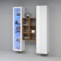 Witte woonkamerset met vitrine, boekenkast en kast Teret WH Korting
