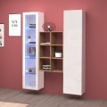 Witte woonkamerset met vitrine, boekenkast en kast Teret WH Aanbieding