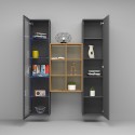 Moderne wandmeubel met vitrine, kast en boekenkast van hout Teret RT Korting