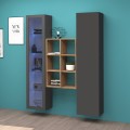Moderne wandmeubel met vitrine, kast en boekenkast van hout Teret RT Aanbieding