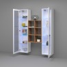 Wandmeubel woonkamer met 2 witte vitrines houten boekenkast Kesia WH Korting