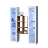 Wandmeubel woonkamer met 2 witte vitrines houten boekenkast Kesia WH Aanbod