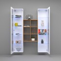 Wandmeubel woonkamer met 2 witte vitrines houten boekenkast Kesia WH Kortingen
