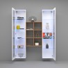 Wandmeubel woonkamer met 2 witte vitrines houten boekenkast Kesia WH Kortingen
