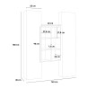 Wandmeubel woonkamer met 2 witte vitrines houten boekenkast Kesia WH Voorraad