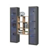 Kesia RT hangwandsysteem grijs houten boekenkast 2 vitrines Aanbod