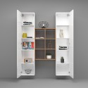 Witte zwevende wandmeubel 2 kasten boekenkast 6 planken Gemy WH Korting
