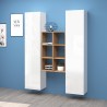 Witte zwevende wandmeubel 2 kasten boekenkast 6 planken Gemy WH Aanbieding