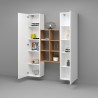 Witte zwevende wandmeubel 2 kasten boekenkast 6 planken Gemy WH Kortingen