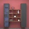 Moderne zwevende wandmeubel kast boekenkast vitrine zwart Tilla RT Korting